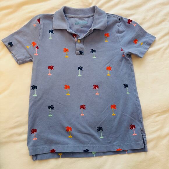 Crewcuts Periwinkle Polo Shirt Multicolor Palm Tree Print Boys size 8 - Picture 4 of 4